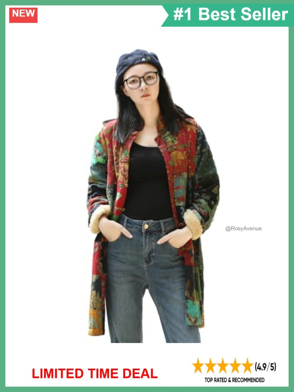 Quilted Fleece Lined Coat Floral Patchwork Vintage Fleece Lined